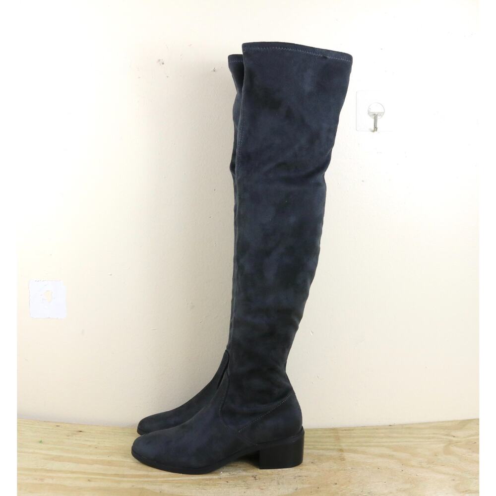 New New York and Company Boots Womens 7 Gray Faux Suede Rana Over The Knee Boho